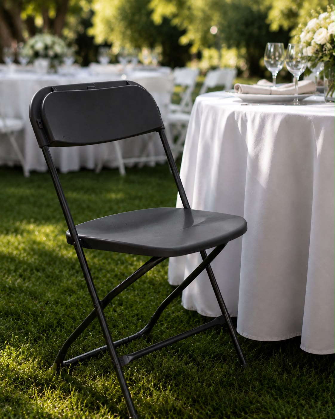 White or Black Folding Chair Rental