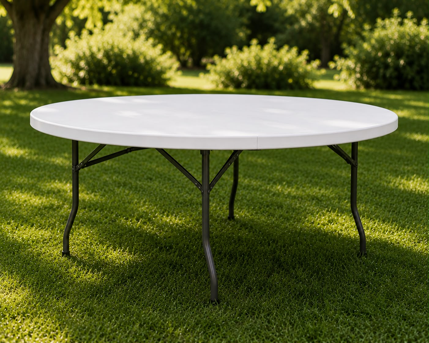 5 Foot Round White Folding Table Rental